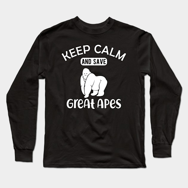 Great Ape - Keep calm and save great apes Long Sleeve T-Shirt by KC Happy Shop